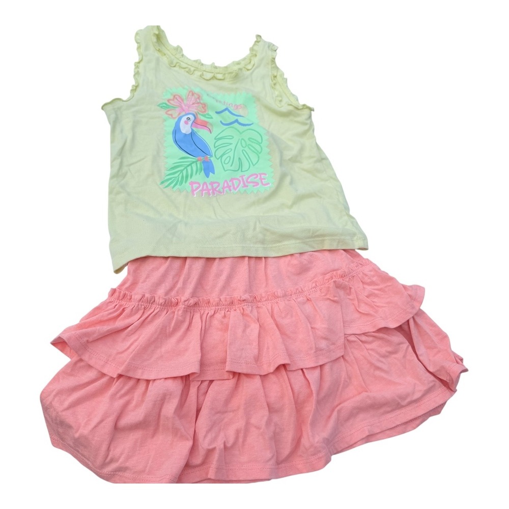 365 Kids Garanimals Tank Skirt Set 7 Girls Yellow Pink Tropical Paradise Good